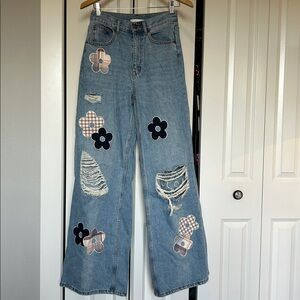 NWOT Floral Design High Waisted Skater Jeans by BDG